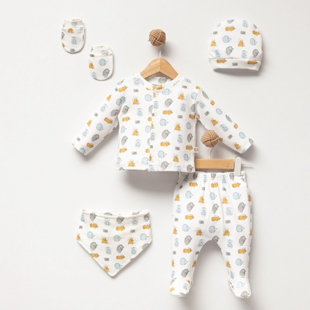 DESENLİ YENİDOĞAN 5 Lİ SET - BEYAZ