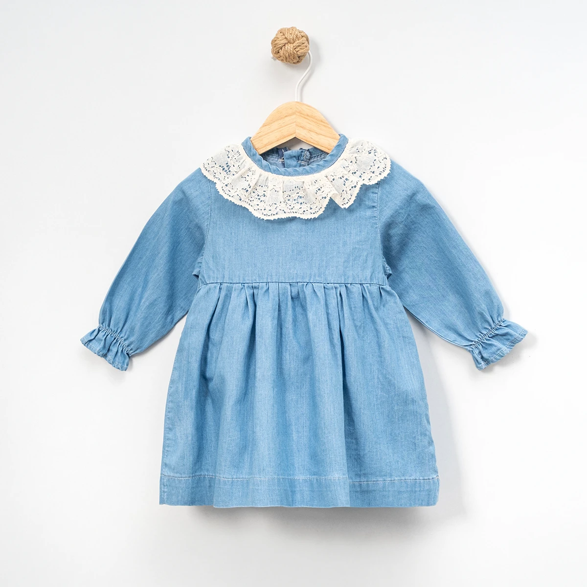 BABY GIRL 9-24 MONTHS COLLAR DETAILED BUCKLE DENIM DRESS