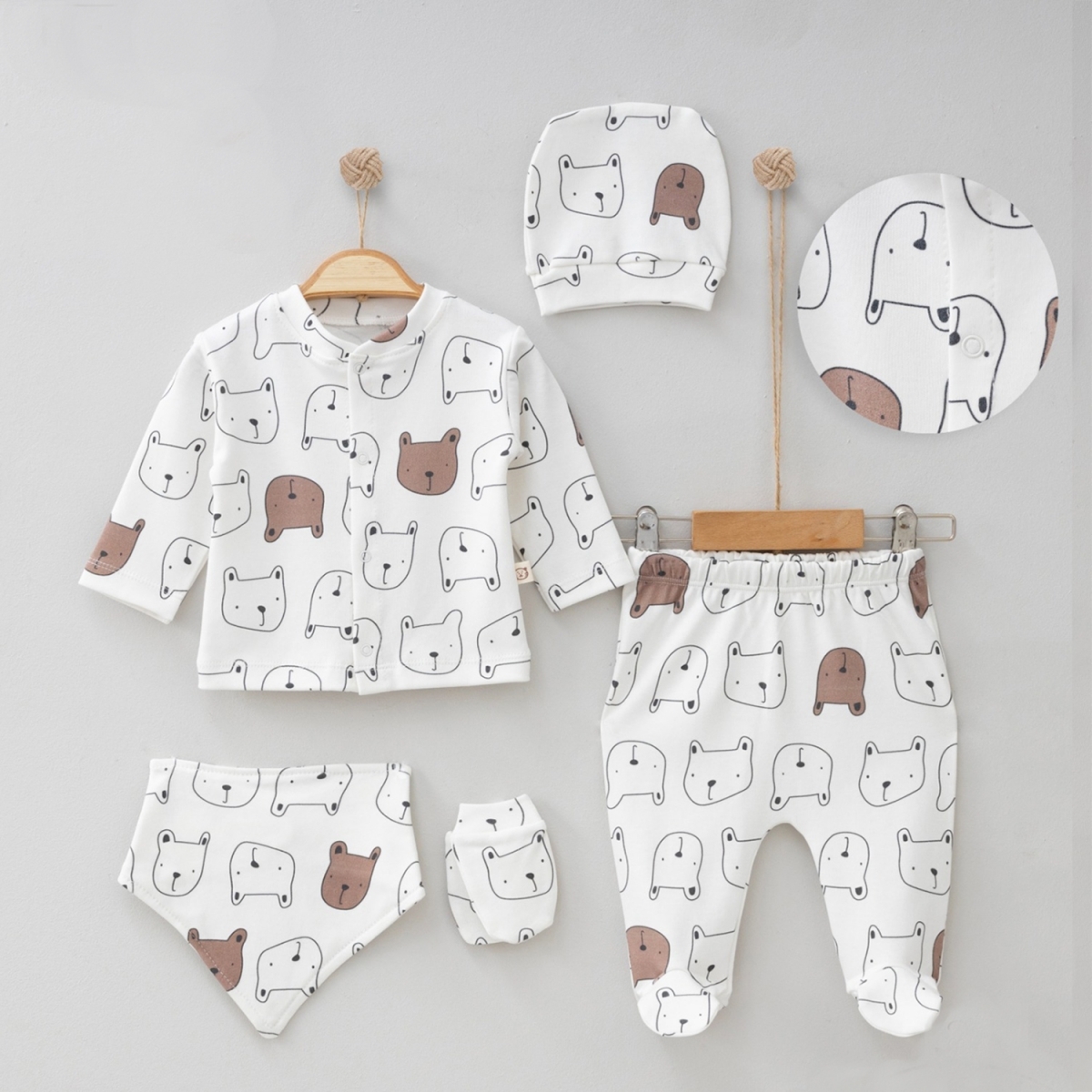 НАБОР ДЛЯ НОВОРОЖДЕННОГО С УЗОРОМ, 5 ШТ.