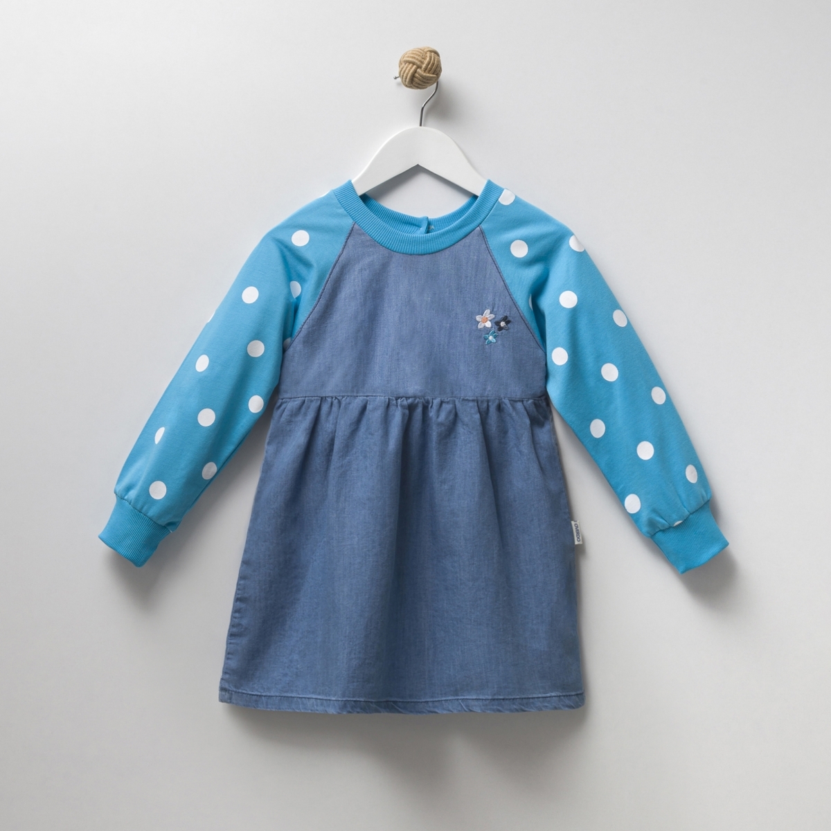 PUANTİYE BASKILI KIZ ELBİSE 