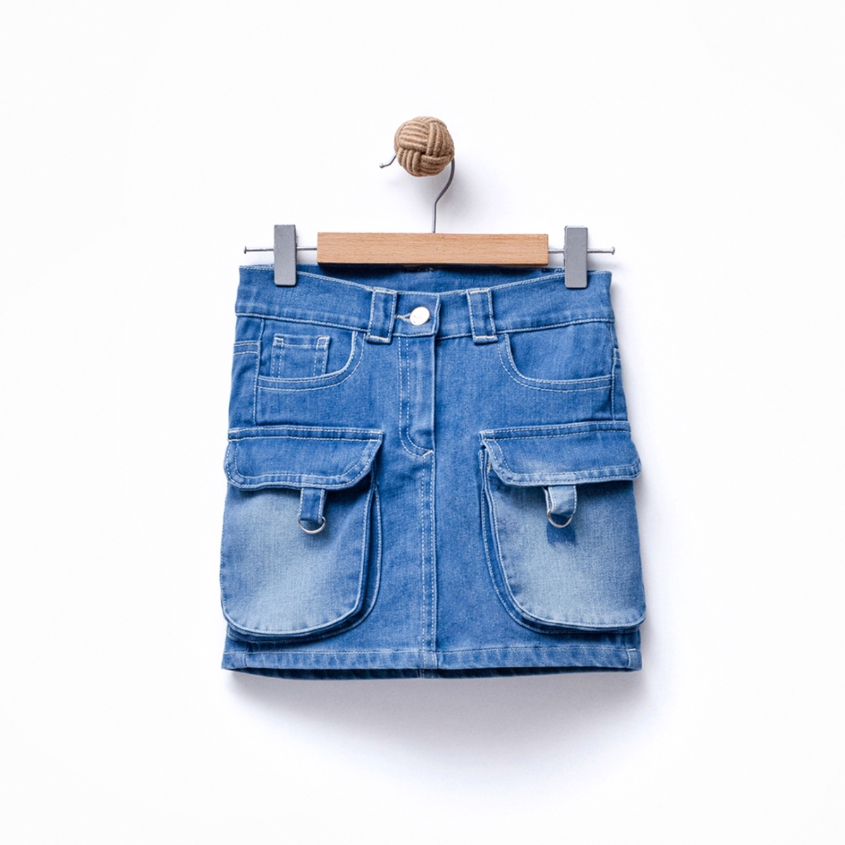 OVD KIZ 5-8 YAŞ KARGO CEPLİ KOT  ETEK 