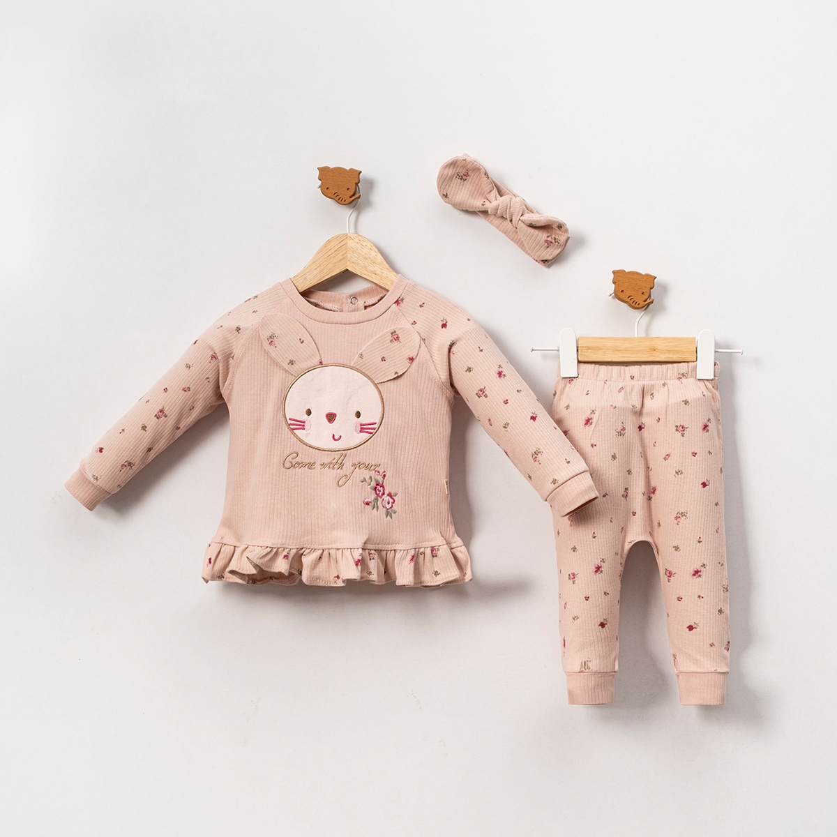 KIZ ÇOCUK 9-24 AY BANDANALI 3 LÜ TAKIM 