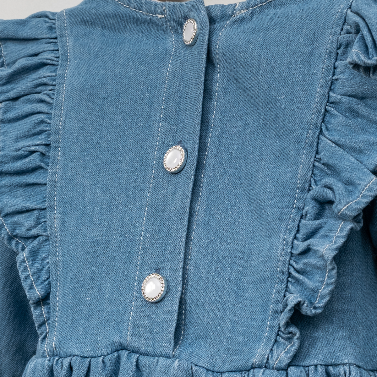 KIZ ÇOCUK 1-4 YAŞ NAKIŞLI TOKALI KOT ELBİSE