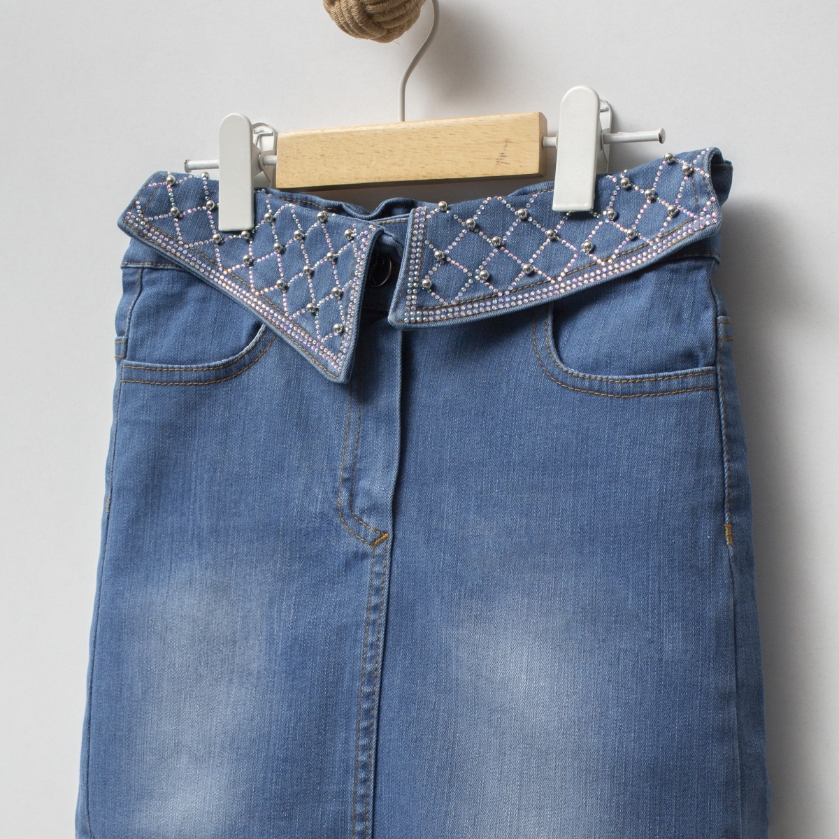 KIZ ÇOCUK TAŞ DETAYLI KOT ETEK 