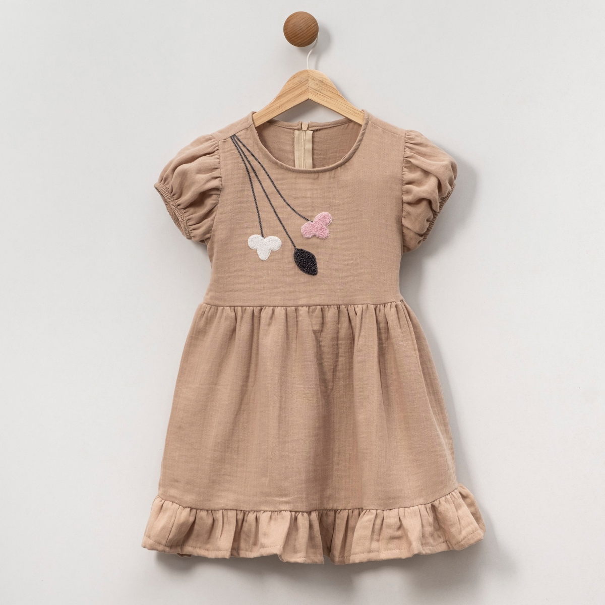 KIZ ÇOCUK 5-8 YAŞ NAKIŞLI MÜSLİN ELBİSE