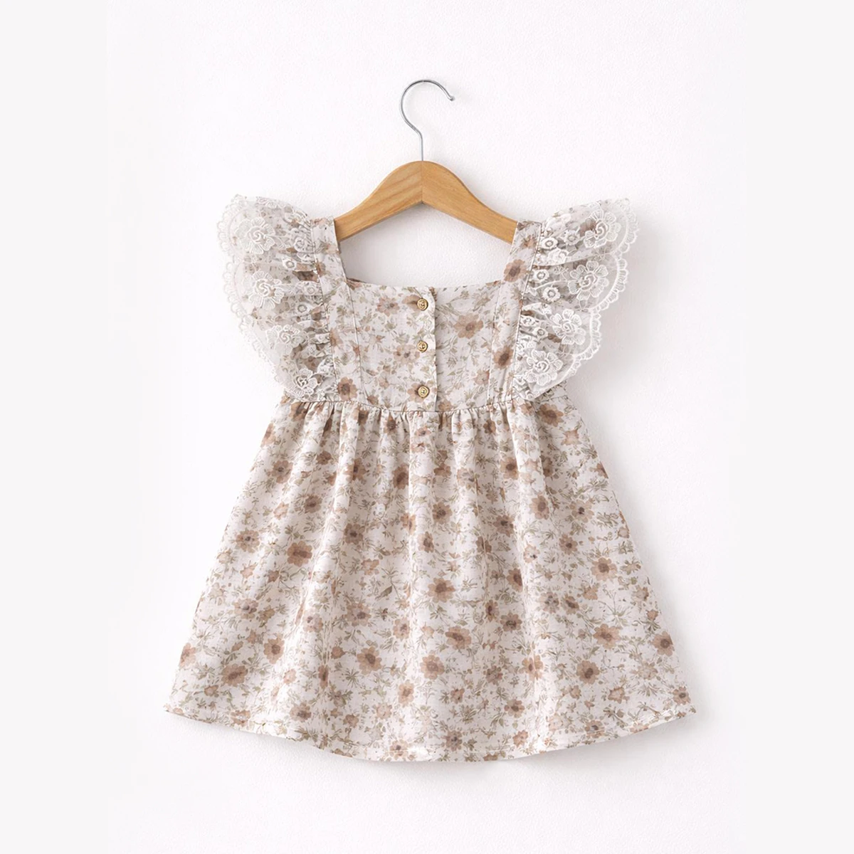 KIZ BEBEK 9-12 AY ÇİÇEK DESENLİ ELBİSE 