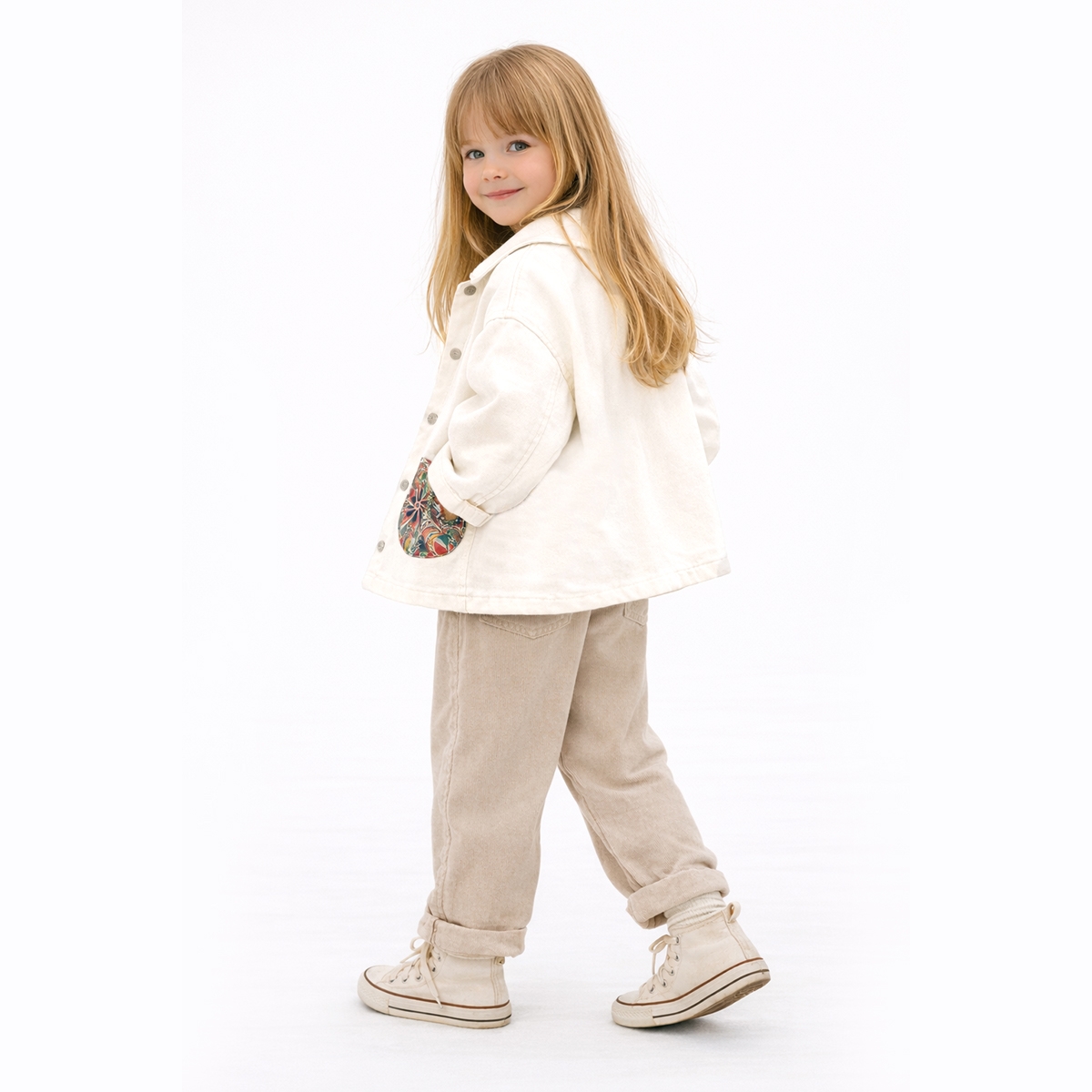 KIZ ÇOCUK 5-8 YAŞ DİJİTA LCEPLİ HAM CEKET 