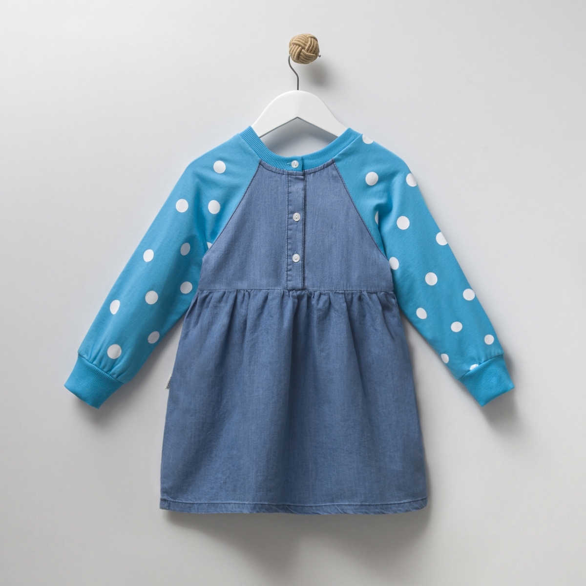 PUANTİYE BASKILI KIZ ELBİSE 