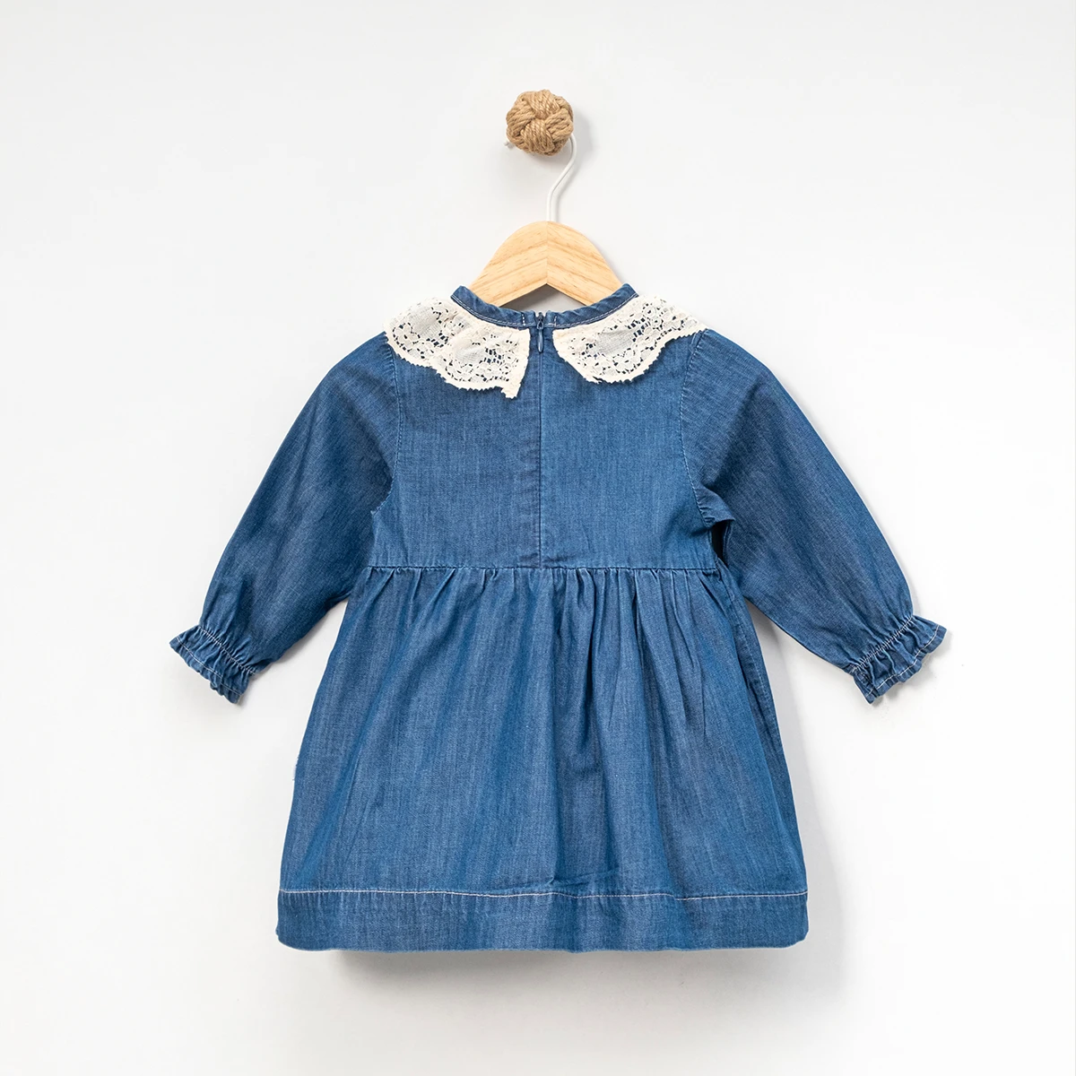 KIZ BEBEK 9-24 AY YAKA DETAYLI TOKALI KOT ELBİSE