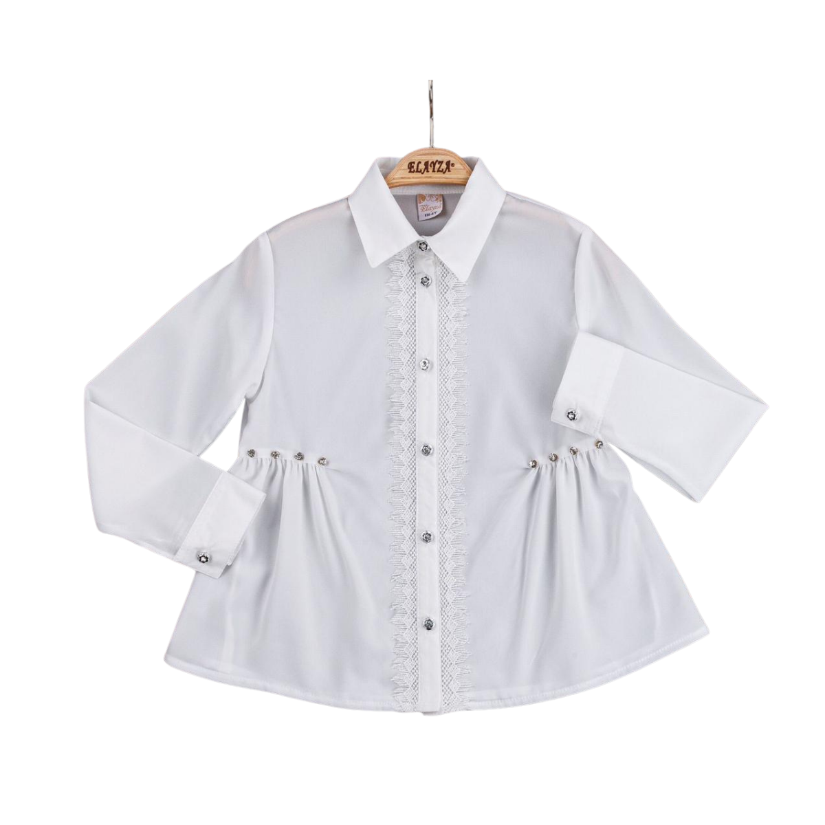 KIZ ÇOCUK 9-12 YAŞ PİLELİ BEYAZ GÖMLEK 