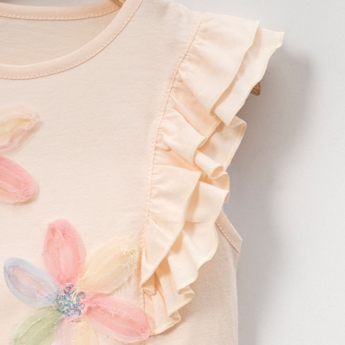 KIZ ÇOCUK 5-8 YAŞ FLOWER DETAYLI T-SHİRT 