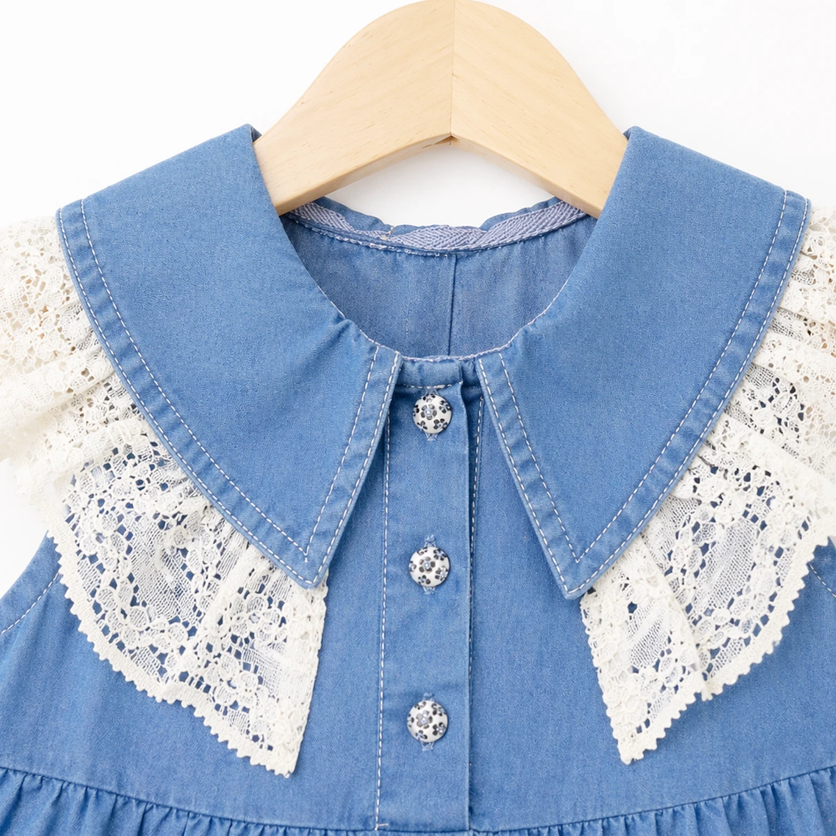 GIRL 1-4 YEARS OLD LACE COLLAR DENIM DRESS