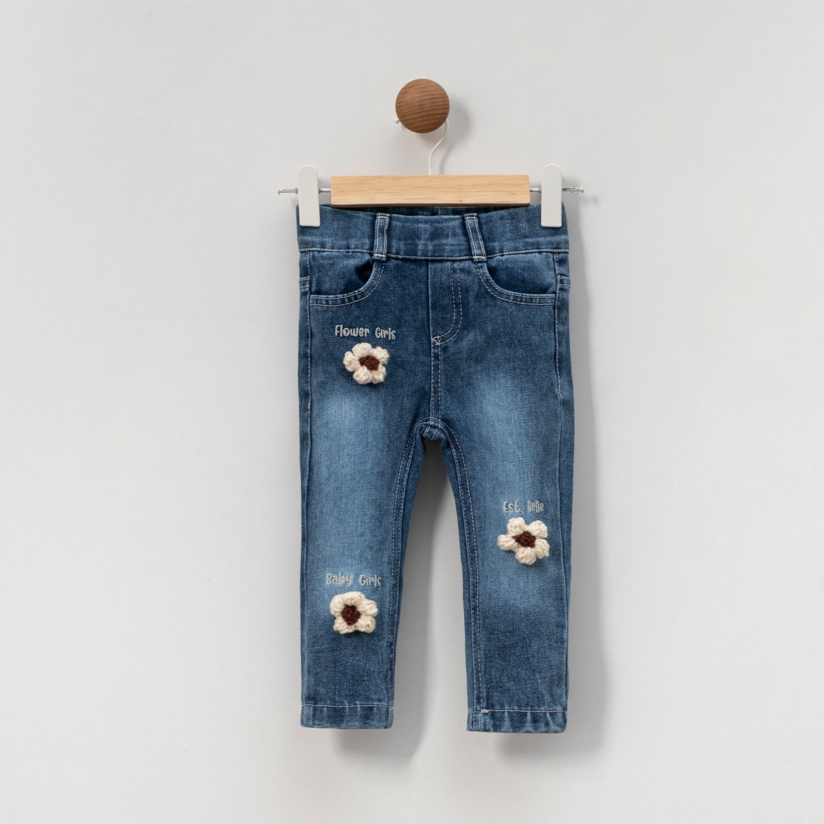 KIZ ÇOCUK 1-4 YAŞ FLOWER GİRL KOT PANTOLON