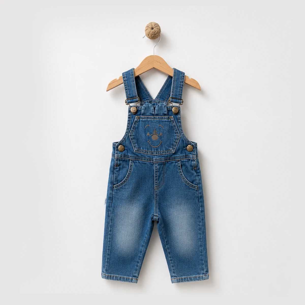 BOY 9-24 MONTHS EMBROIDERED DENIM SALOPET
