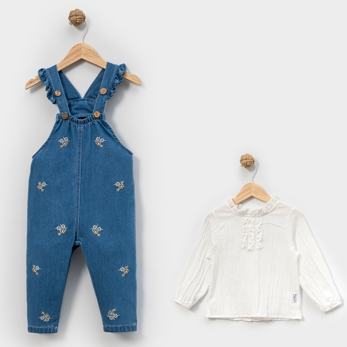 KIZ ÇOCUK 1-4 YAŞ GÖMLEK NAKIŞLI SALOPET