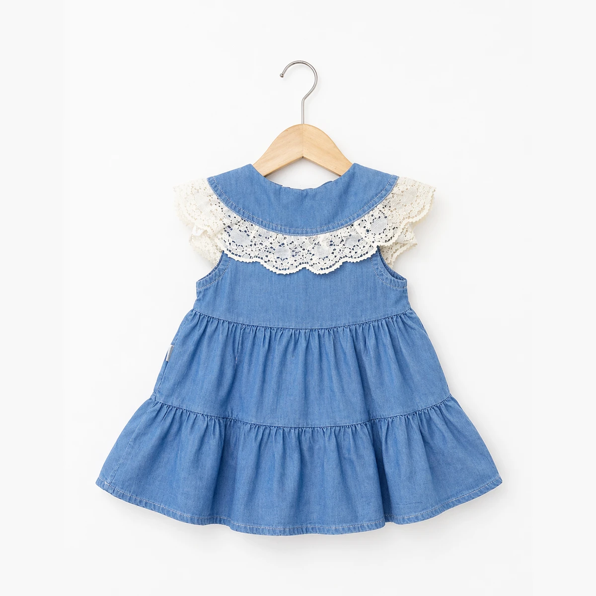 GIRL 1-4 YEARS OLD LACE COLLAR DENIM DRESS