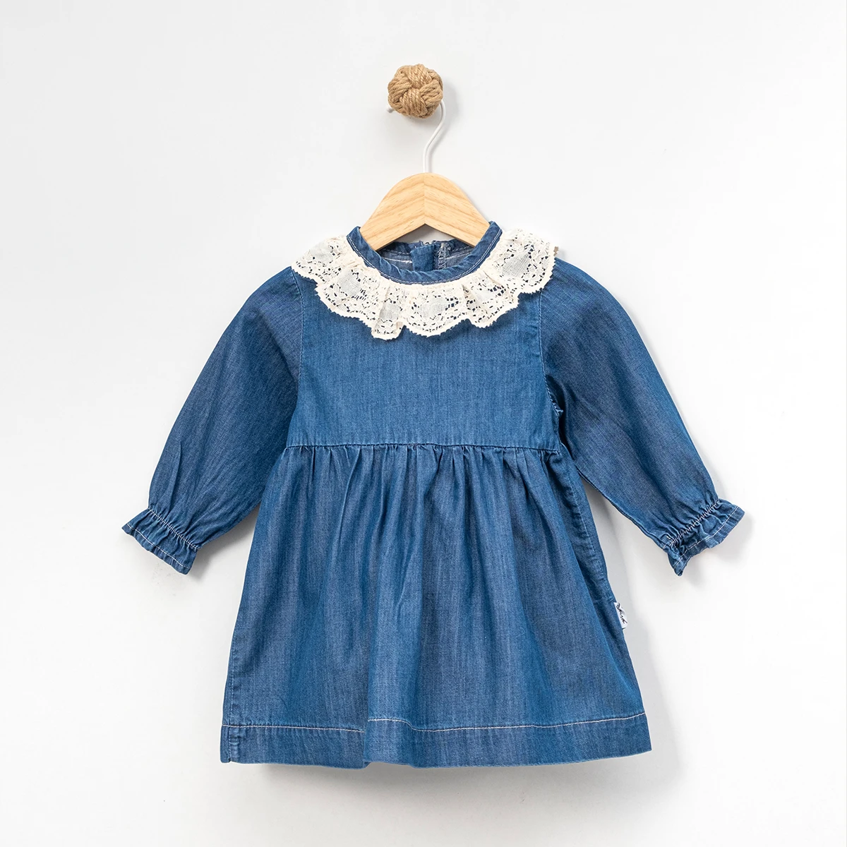 KIZ BEBEK 9-24 AY YAKA DETAYLI TOKALI KOT ELBİSE