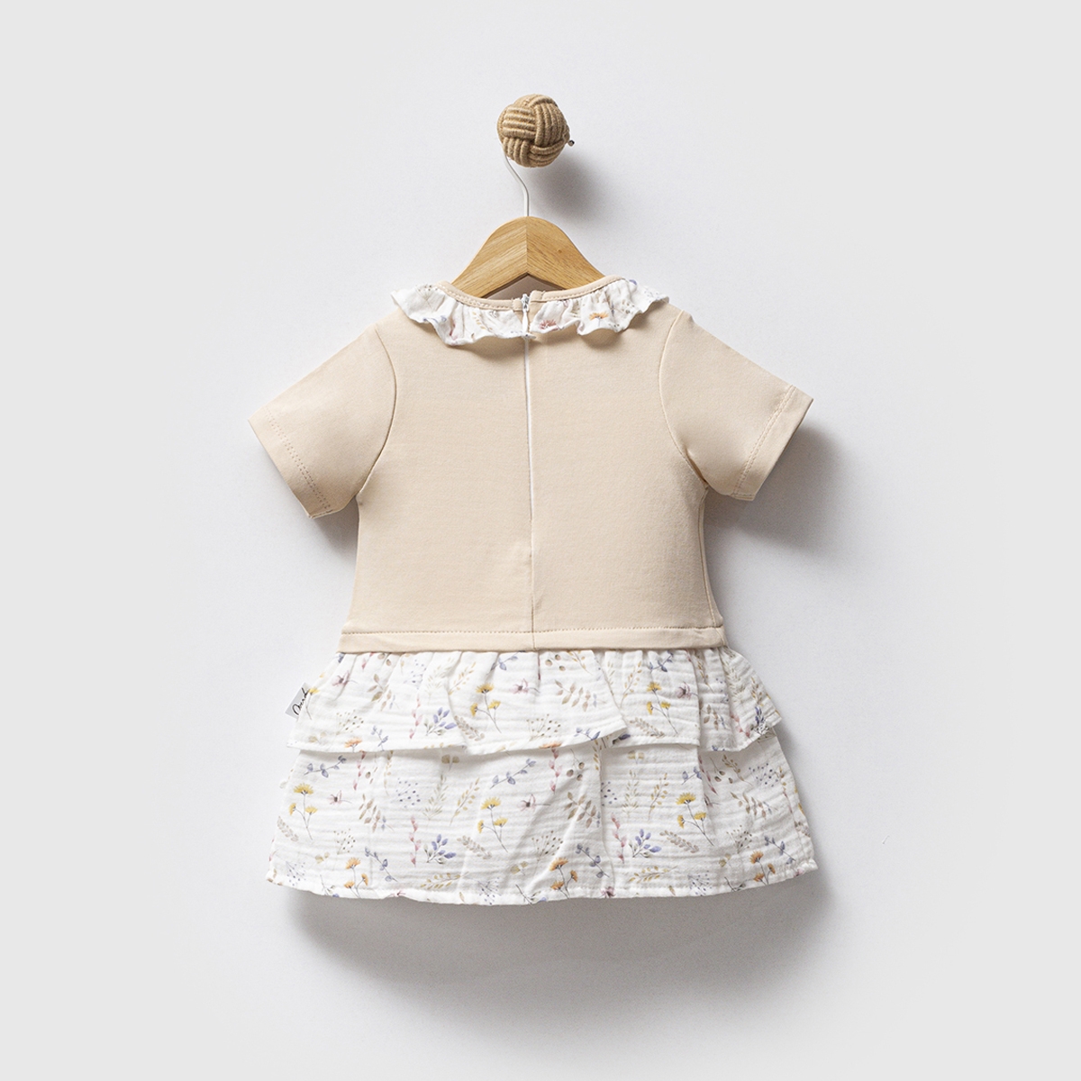 KIZ 1-4 YAŞ KISA KOL ÇİÇEKLİ ELBİSE 