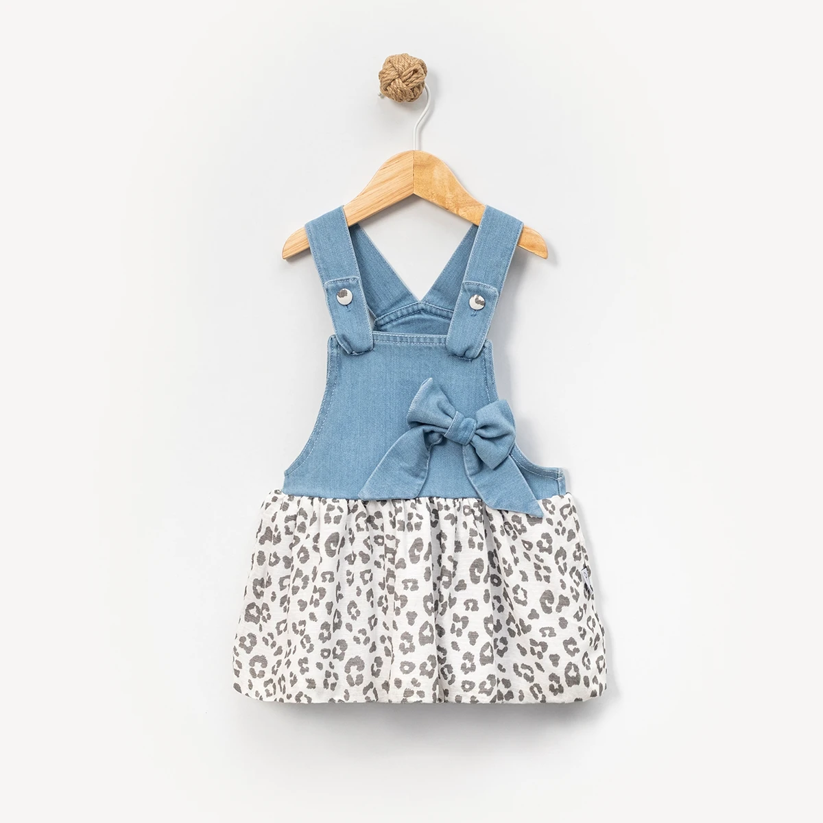 KIZ ÇOCUK 1-4 YAŞ DESENLİ KOT ELBİSE 