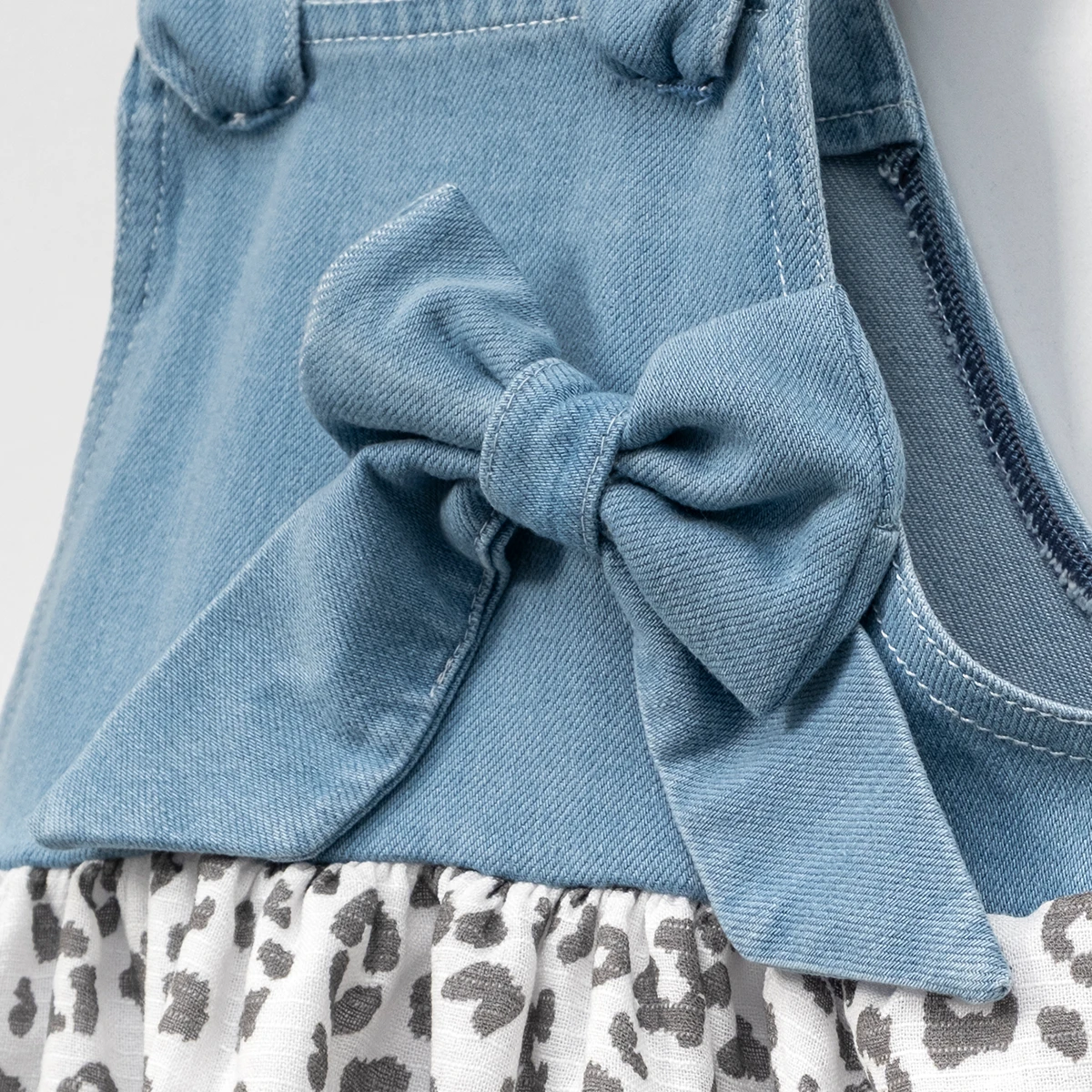 KIZ ÇOCUK 1-4 YAŞ DESENLİ KOT ELBİSE 