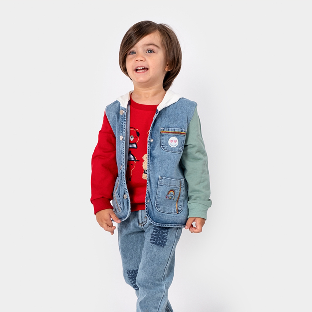 ERKEK 1-4 YAŞ KAPÜŞONLU RELAXED KOT CEKET 