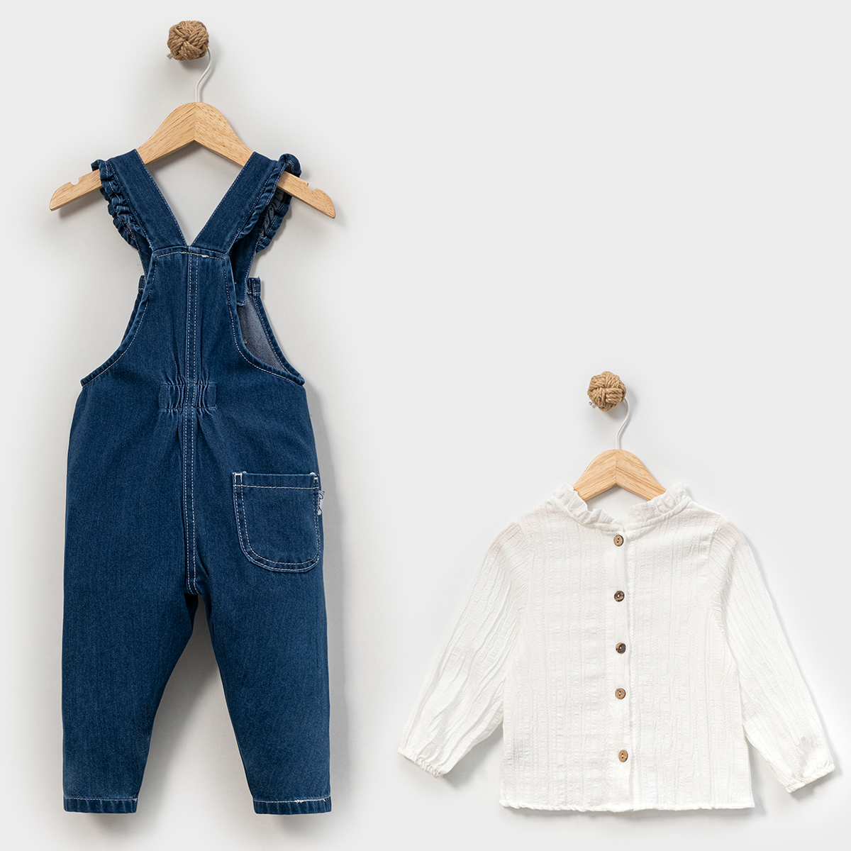 KIZ ÇOCUK 1-4 YAŞ GÖMLEK NAKIŞLI SALOPET