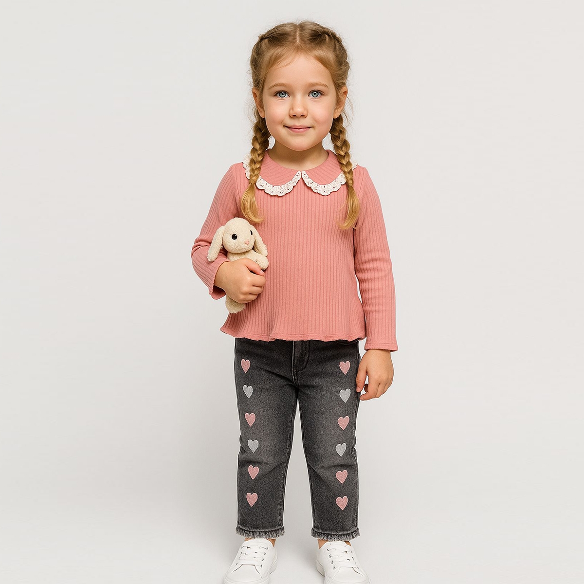 KIZ ÇOCUK 1-4 YAŞ BEBE YAKA FİTİLLİ SWEAT 