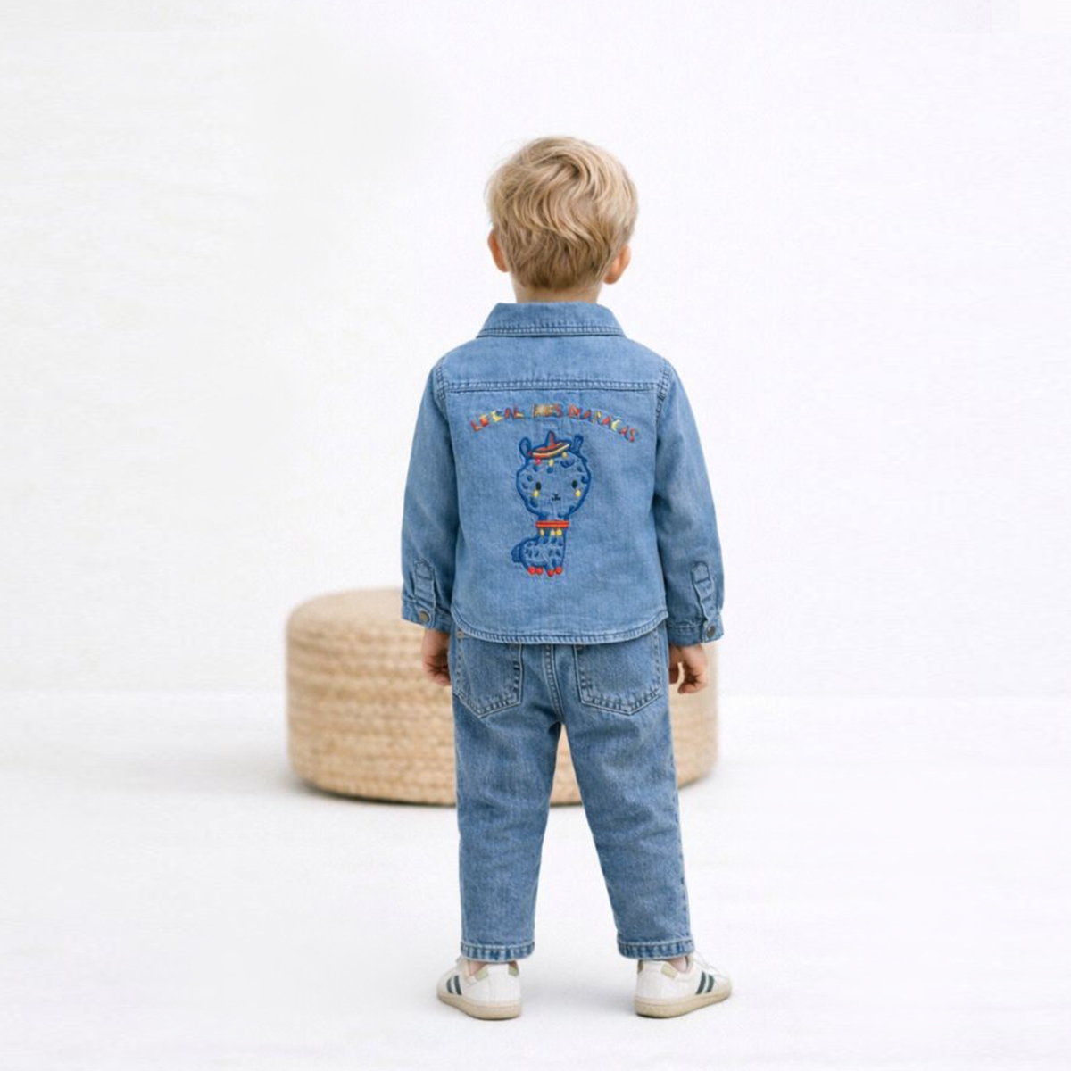 UNISEX 1-4 YAŞ NAKIŞLI KOT GÖMLEK 