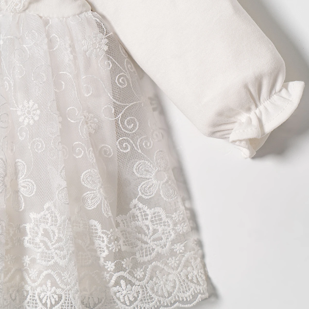 KIZ BEBEK 3-12 AY ELBİSE - BEYAZ