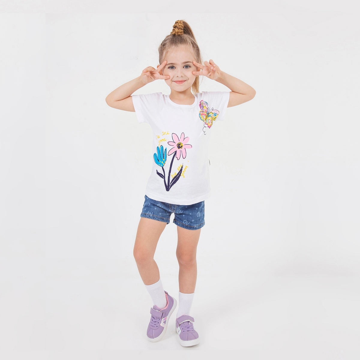 ДЕВОЧКA 2-5 ЛЕТ ДЖИНСОВЫЕ ШОРТЫ 