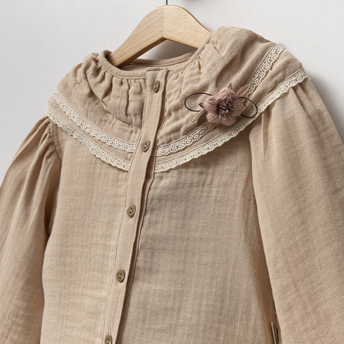 KIZ 5-8 YAŞ FIRFIRLI MÜSLİN GÖMLEK 