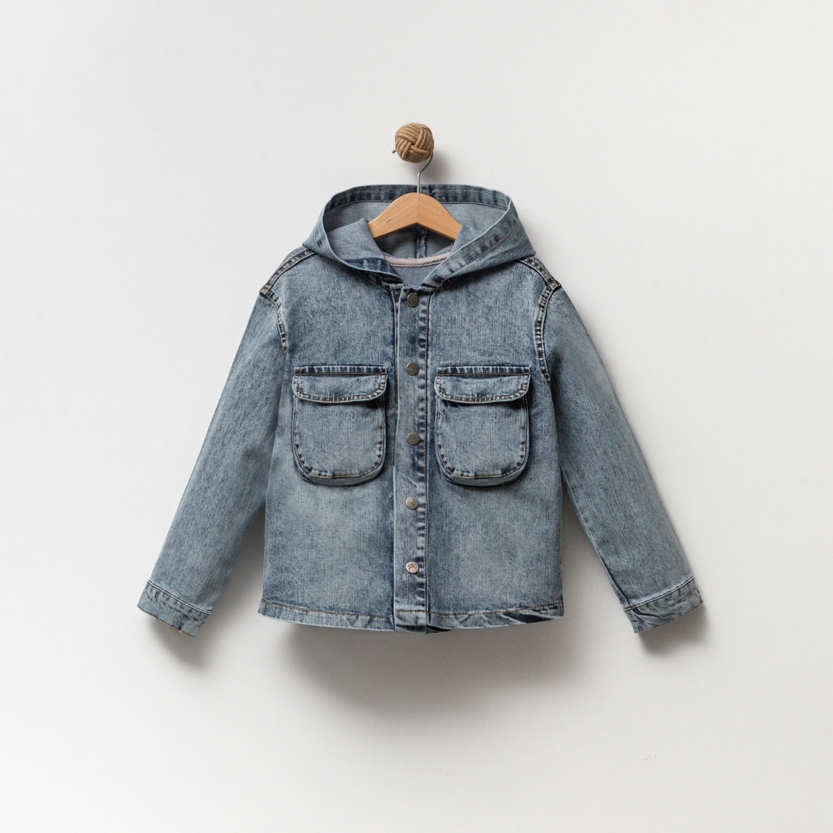 UNISEX 5-8 YAŞ KAPŞONLU KOT CEKET 