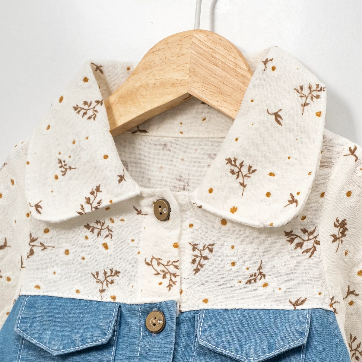 KIZ ÇOCUK 1-4 YAŞ ÇİÇEK DESENLİ KOT ELBİSE