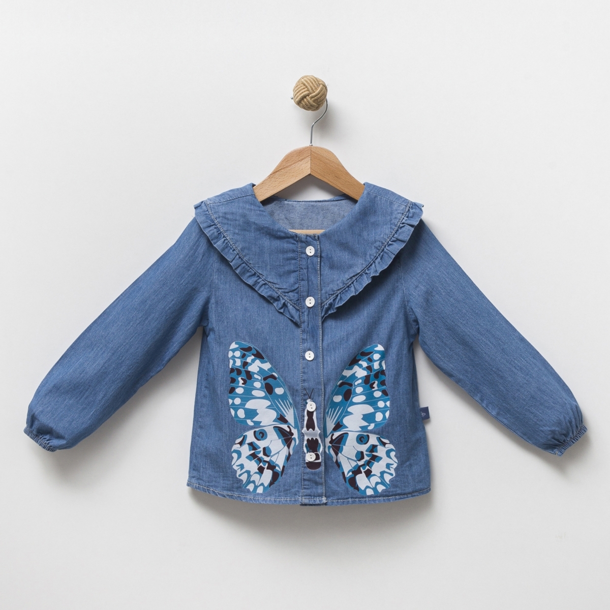 ДЕВОЧКА 5-7 ДЖИНСОВАЯ РУБАШКА С ПРИНТОМ