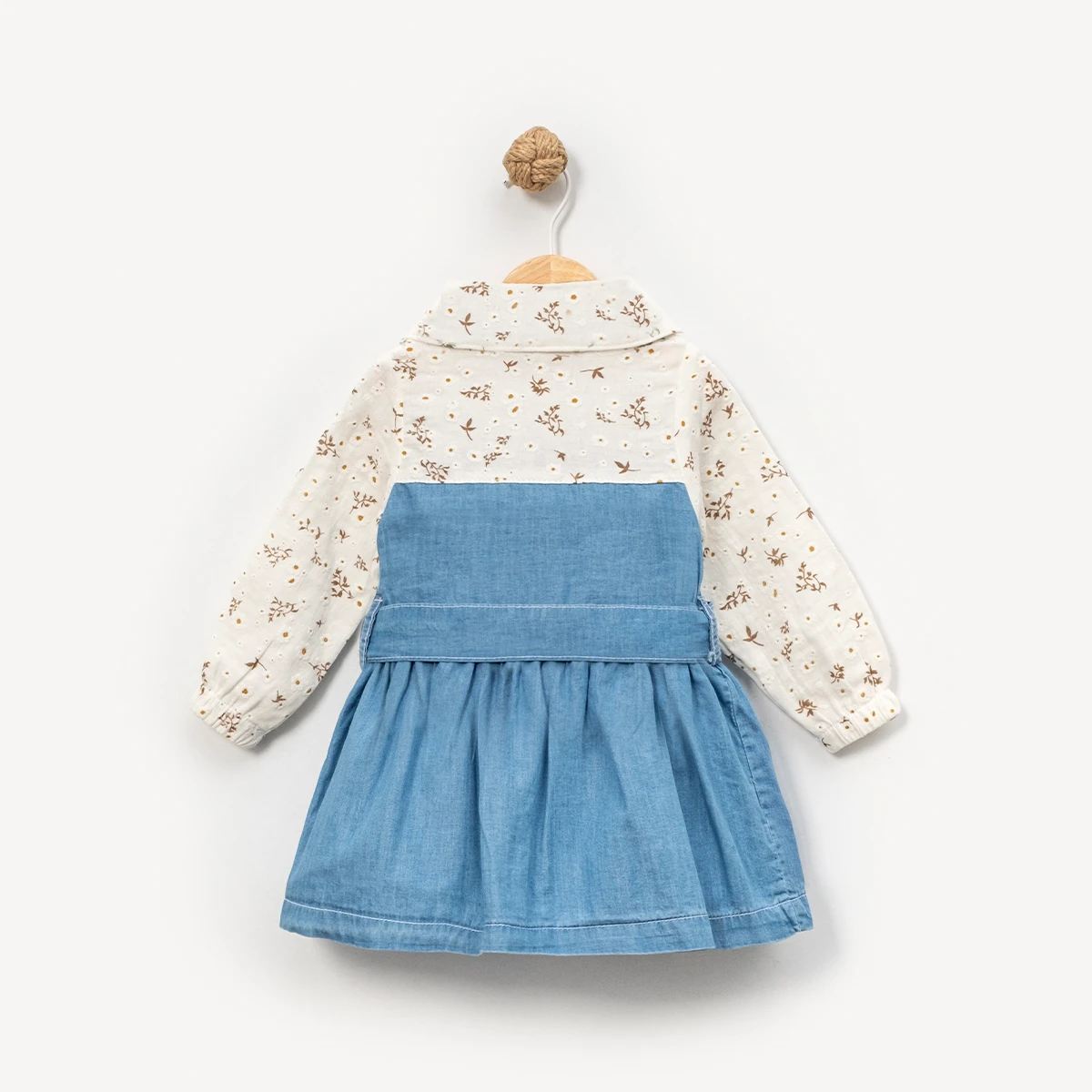 KIZ ÇOCUK 1-4 YAŞ ÇİÇEK DESENLİ KOT ELBİSE