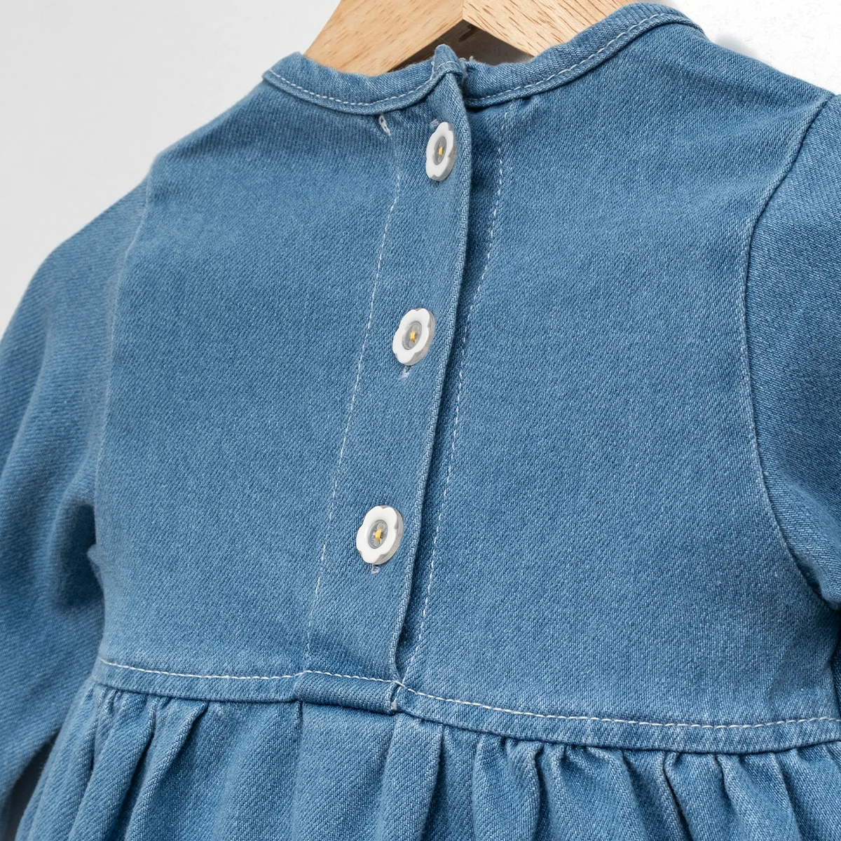 KIZ ÇOCUK  1-4 YAŞ PAPATYA NAKIŞLI KOT ELBİSE 