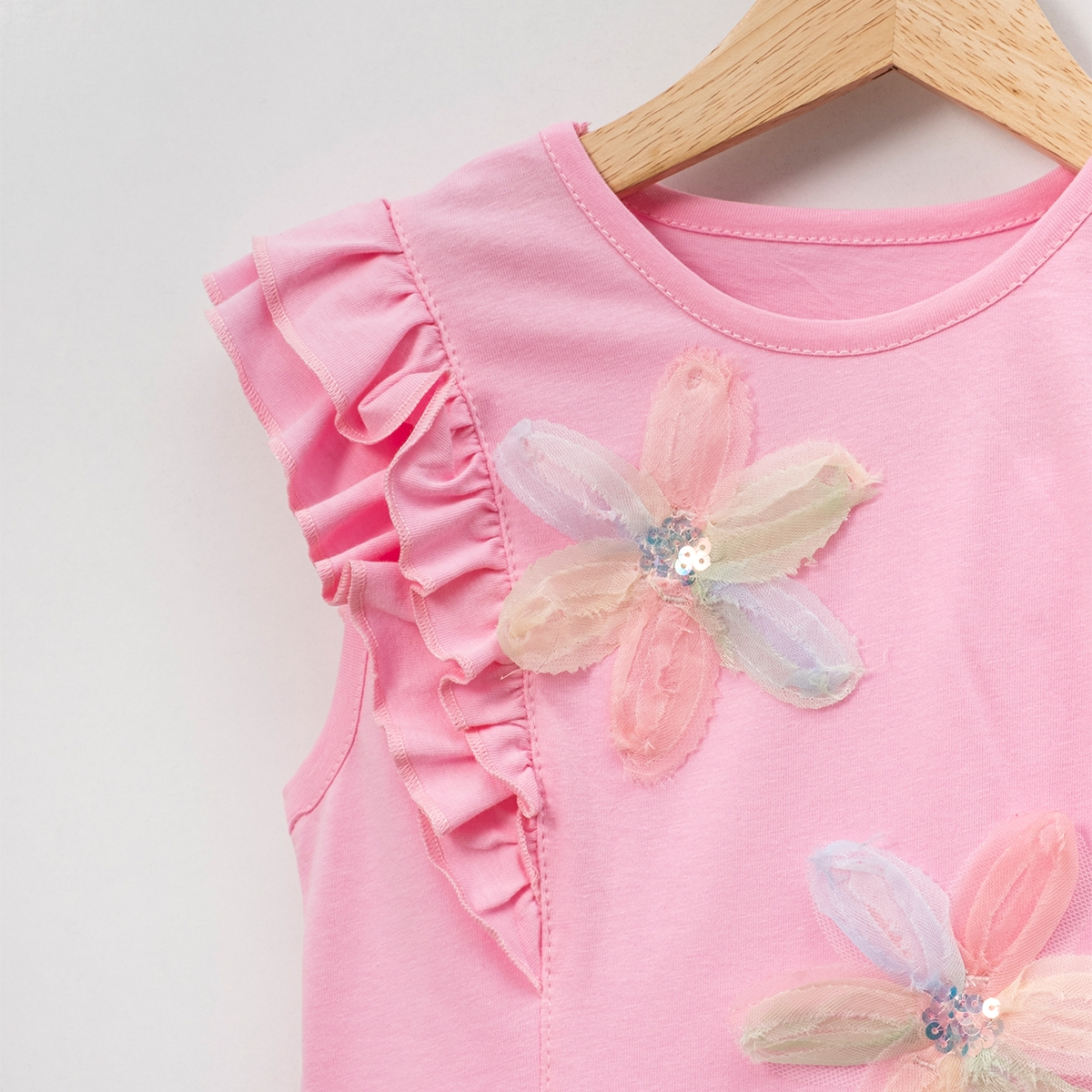 GIRL'S 5-8 AGE FLOWER T-SHIRT