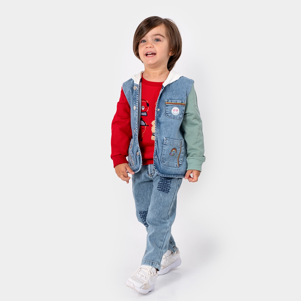 МАЛЬЧИК 1–4 ЛЕТ ДЖИНСОВАЯ КУРТКА С КАПЮШОНОМ 