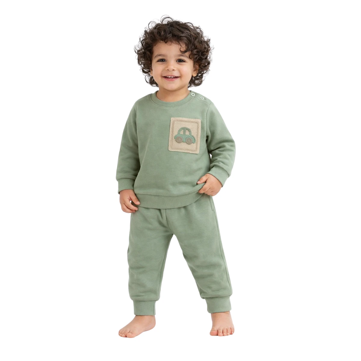 ERKEK BEBEK 6-12 AY ARABA CEP DETAYLI İKİLİ TAKIM 