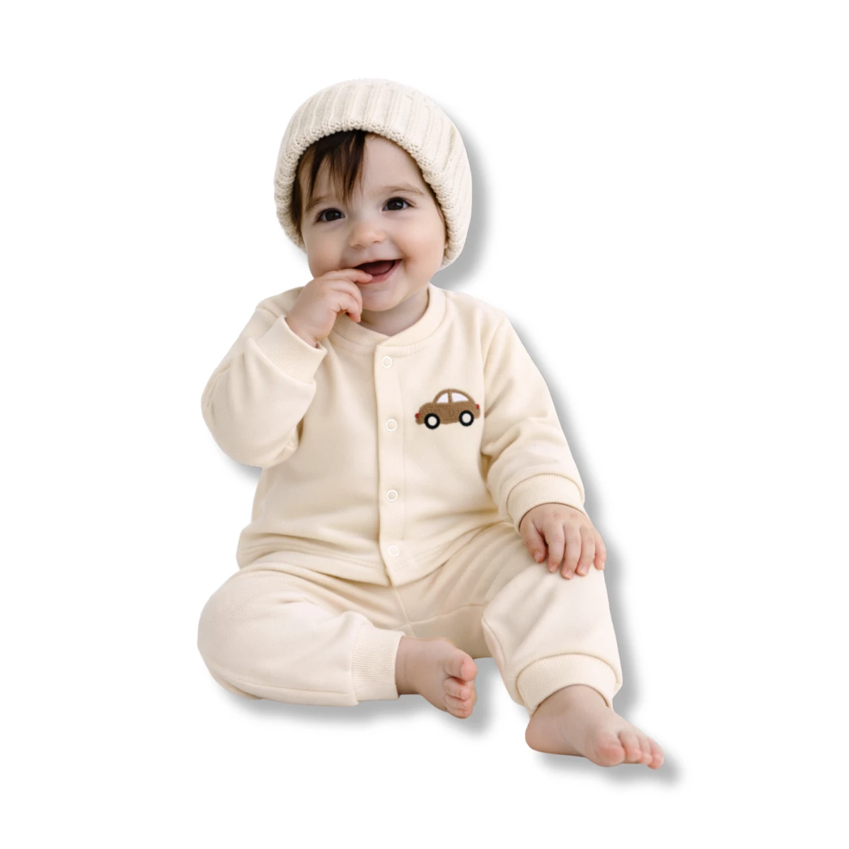 ERKEK BEBEK 6-12 AY ARABA NAKIŞLI İKİLİ TAKIM 