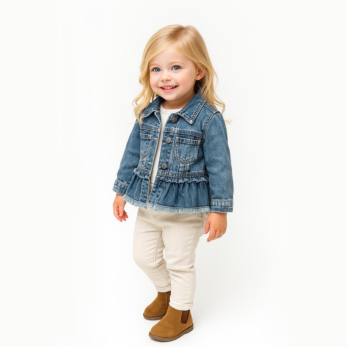 ДЕВОЧКА 1-4 ЛЕТ ДЖИНСОВАЯ КУРТКА С ВЫШИВКОЙ