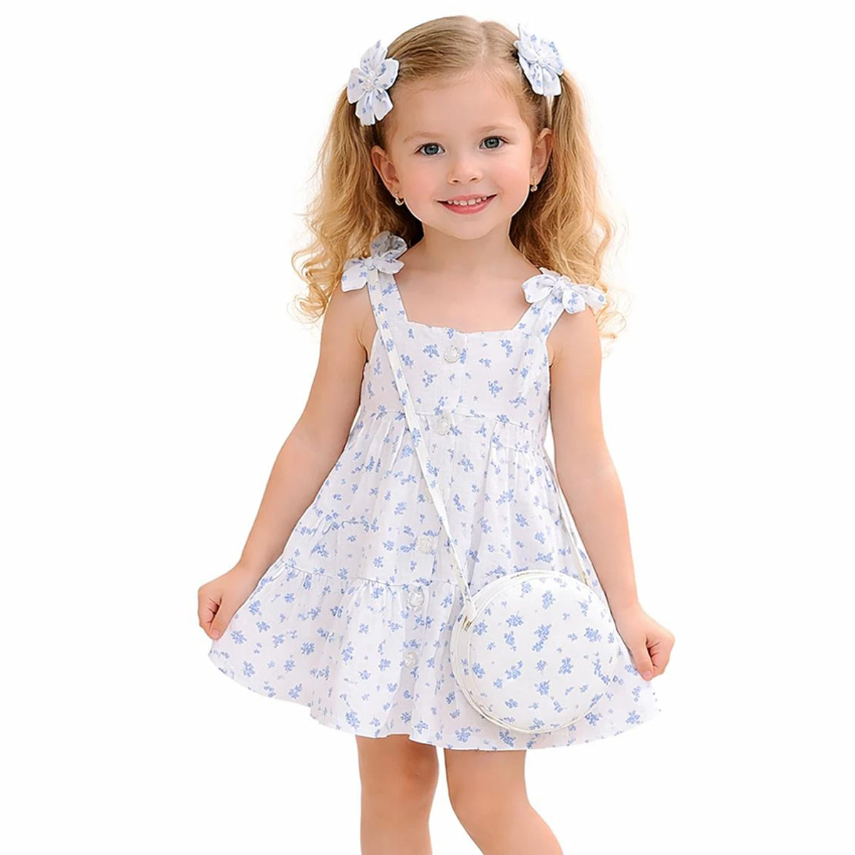 KIZ 1-4 YAŞ PAMUKLU  MÜSLİN ELBİSE -