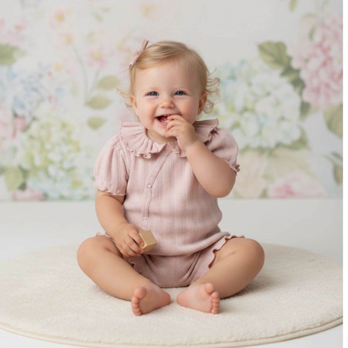 BABY GIRL 3-24 MONTHS JACQUARD RILLED COLLAR JUMPSUIT