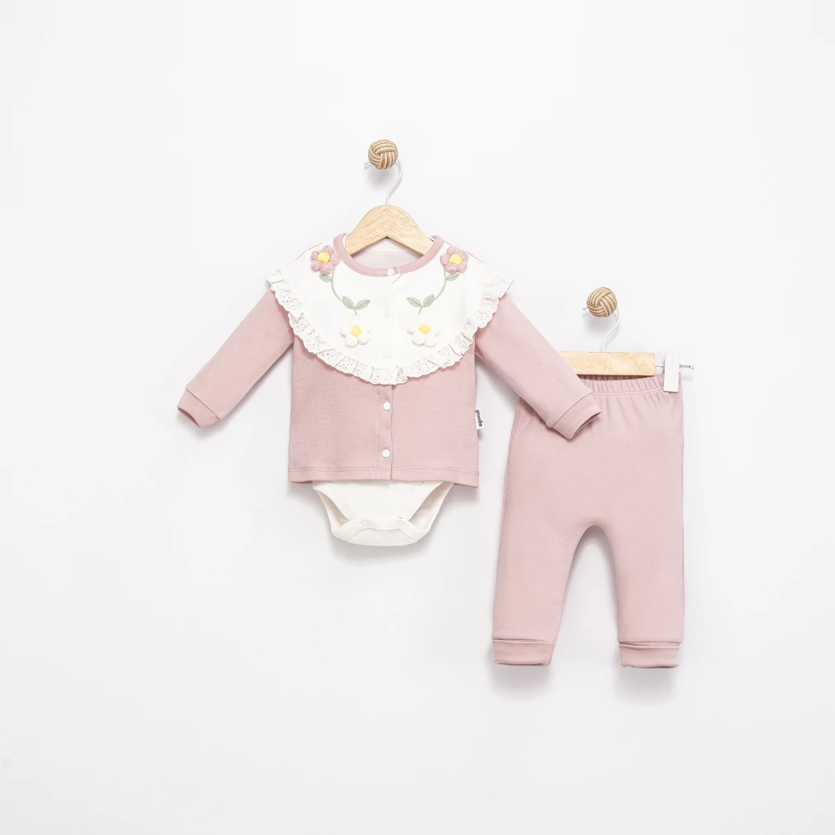 KIZ BEBEK 3-9 AY PAPATYALI 3 LÜ TAKIM 