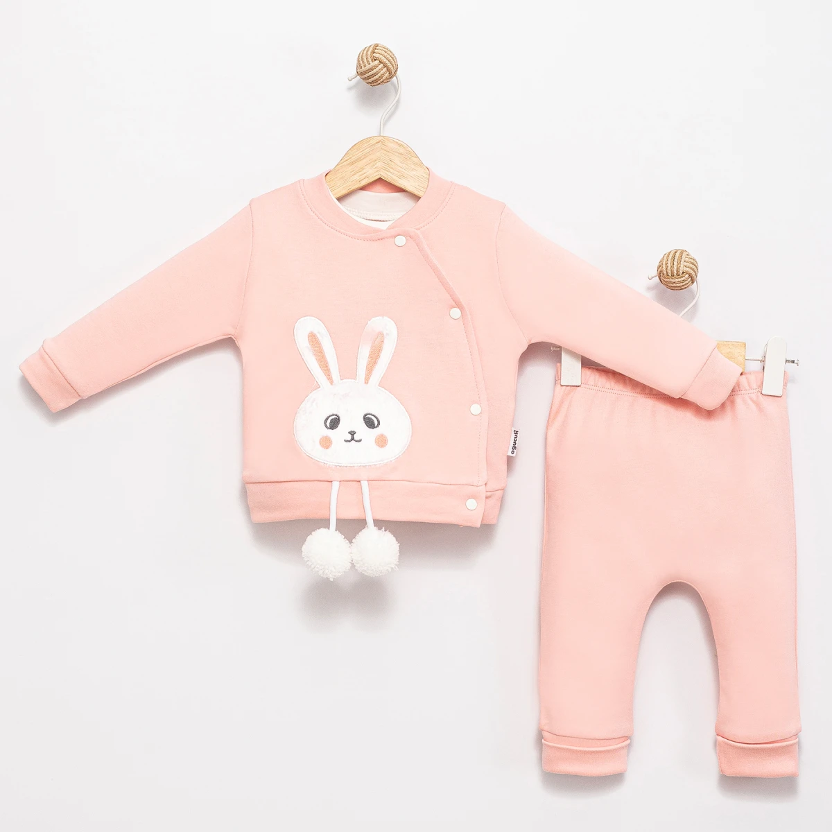 KIZ BEBEK 3-9 AY PONPONLU TAVŞAN NAKIŞLI 3 LÜ TAKIM 