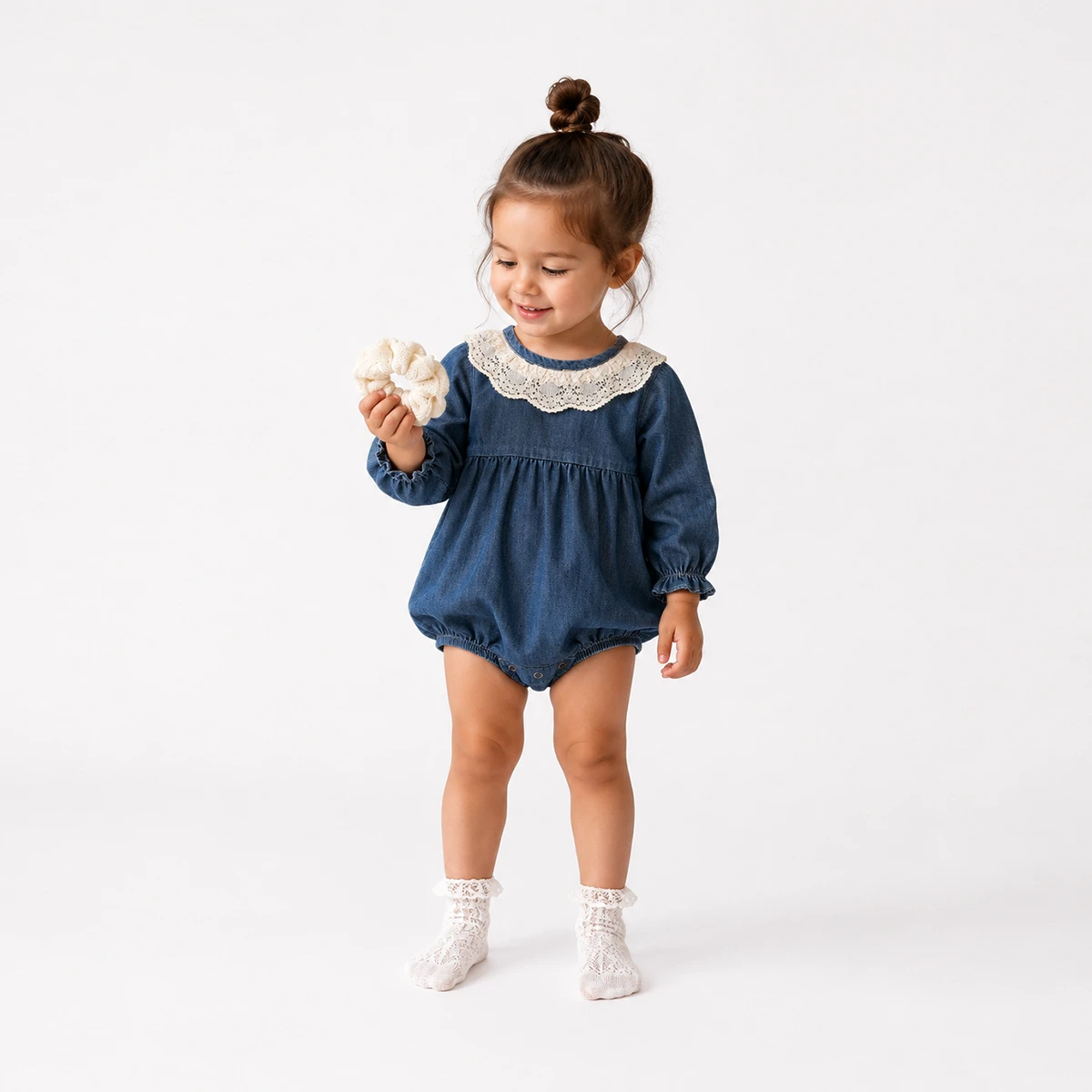 KIZ BEBEK 9-24 AY YAKA DETAYLI TOKALI SLİPLİ TULUM 