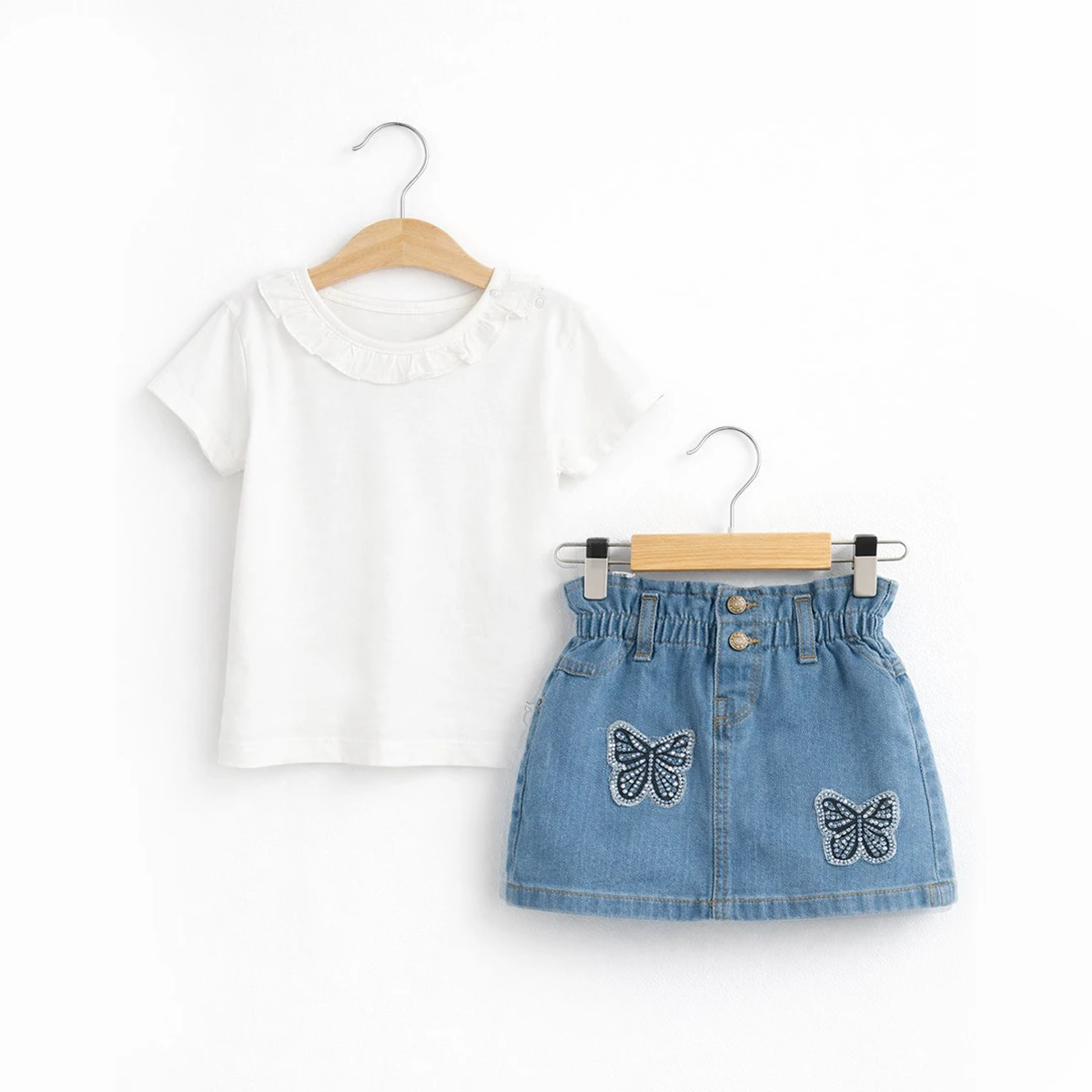 KIZ ÇOCUK 1-4 YAŞ İKİLİ KOT ETEKLİ TAKIM 