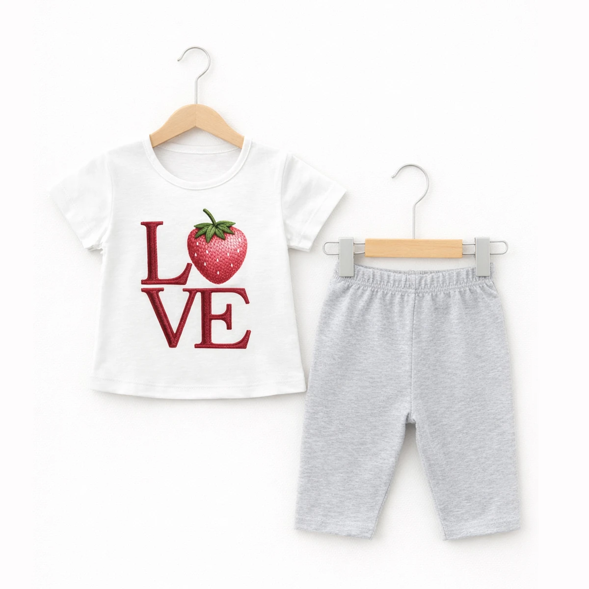 KIZ ÇOCUK 1-4 YAŞ LOVE BASKILI KISA KOLLU TAKIM 