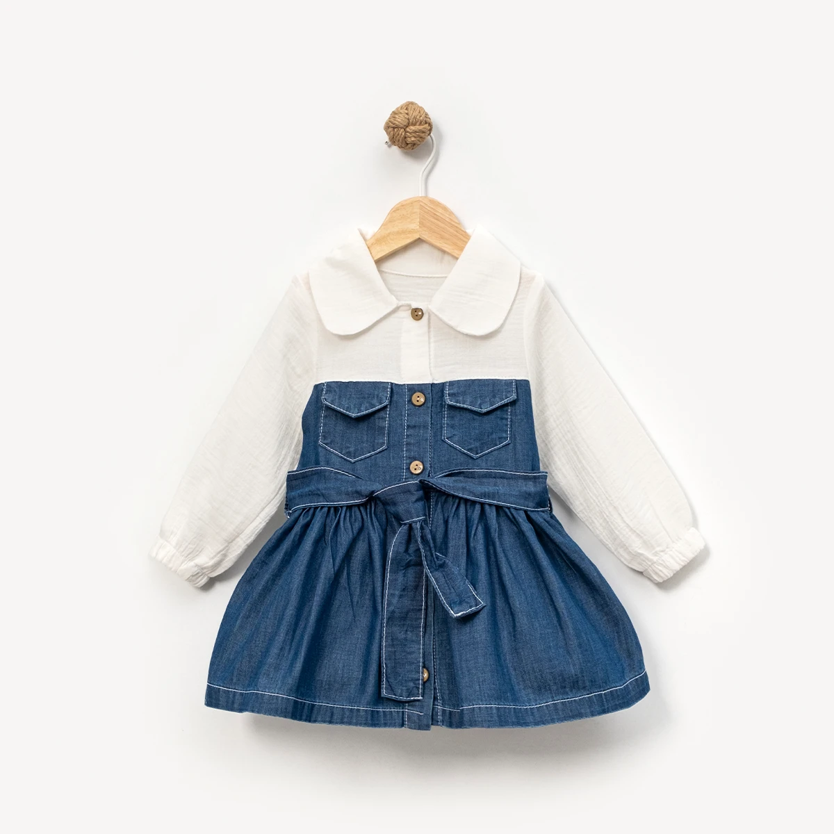 KIZ ÇOCUK 1-4 YAŞ MÜSLİN KOT ELBİSE 