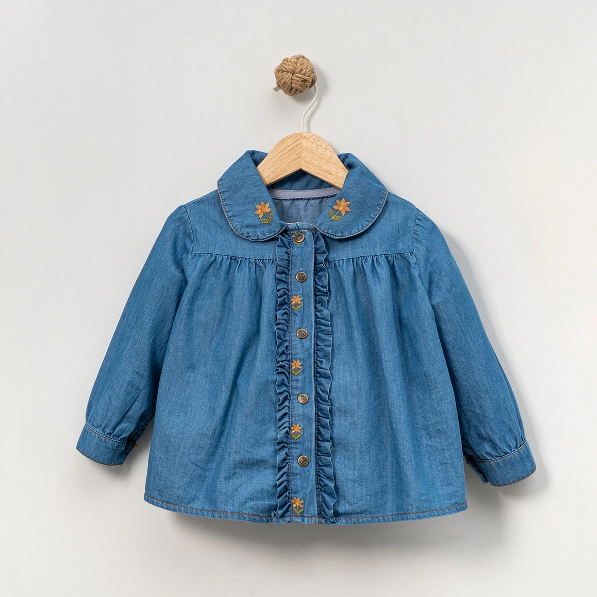 KIZ ÇOCUK 1-4 YAŞ NAKIŞLI KOT GÖMLEK